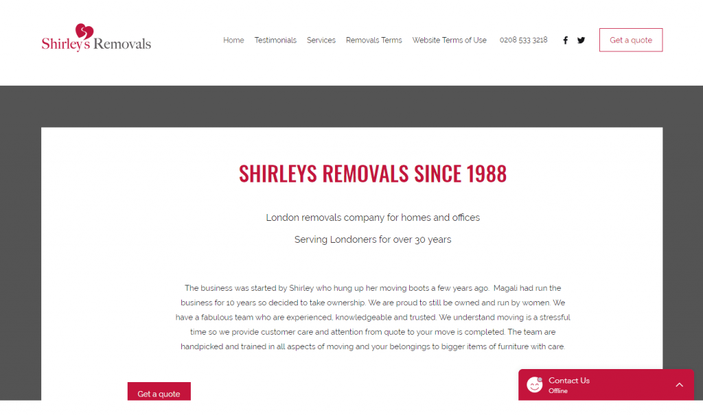 shirleys removals homepage